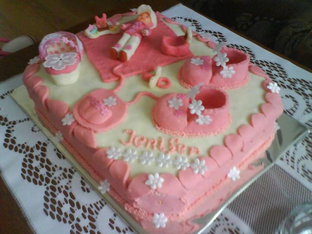 Krstiny v ružovom z iného uhla, torta, Torty na krstiny, mazda, 1