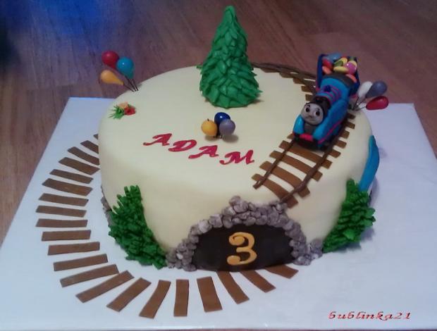 vláčik Tomáš 3, torta, Torty autíčka, vláčiky, bublinka21, 1