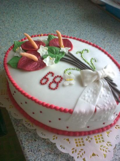 Ovál s antúriami, torta, Narodeninové torty Ovál s antúriami, torta, Narodeninové torty, Gaba585, 1