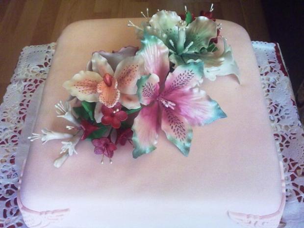 s ikebanou z marcipánu 2 , torta, Narodeninové torty s ikebanou z marcipánu 2 , torta, Narodeninové torty, 01timea, 1