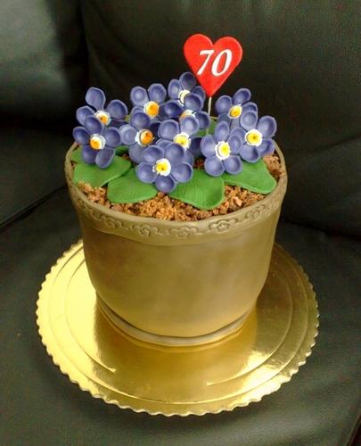 Fialky v kvetináči, torta, Netradičné torty, Stelka33, 1