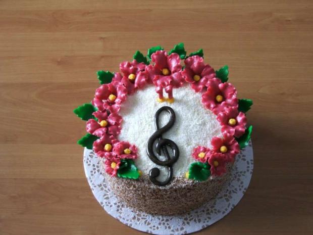 Jednoduchý s houslovým klíčem, torta, Narodeninové torty Jednoduchý s houslovým klíčem, torta, Narodeninové torty, HankaJ, 1