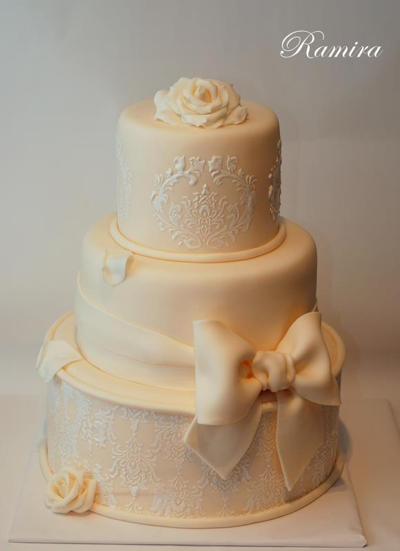 Svadobná - krémovo - biela, torta, Svadobné torty Svadobná - krémovo - biela, torta, Svadobné torty, ramira, 1