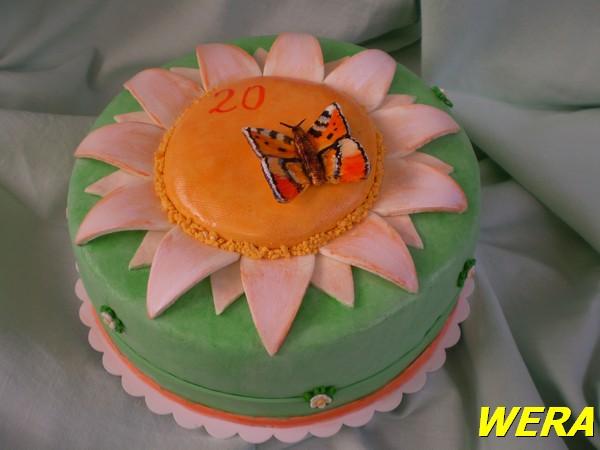 květ s motýlem, torta, Narodeninové torty květ s motýlem, torta, Narodeninové torty, WERA, 1