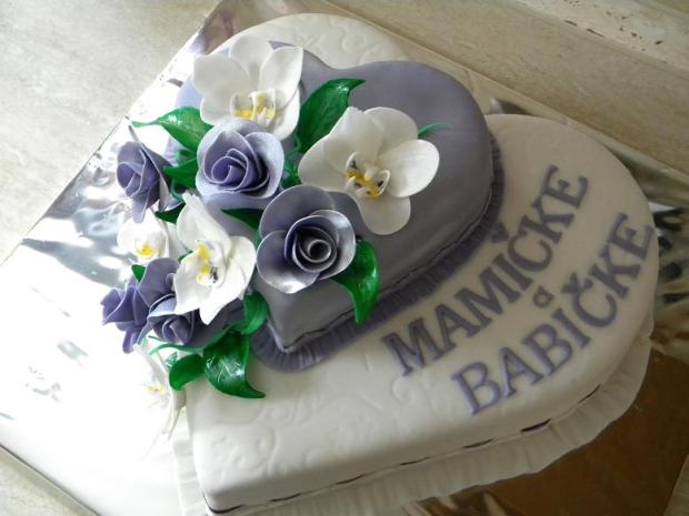 Srdce s ružami a orchideami 2, torta, Narodeninové torty Srdce s ružami a orchideami 2, torta, Narodeninové torty, monikamonka, 1