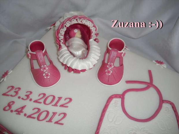 krstovná v ružovom :-)) detail:-)), torta, Torty na krstiny, bobka Zuzana, 1