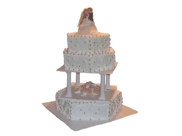 Poschodová na antických stĺpikoch, torta, Svadobné torty, marenka, 1