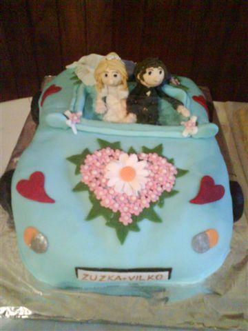 svadobne auto, torta, Svadobné torty, Elza, 1