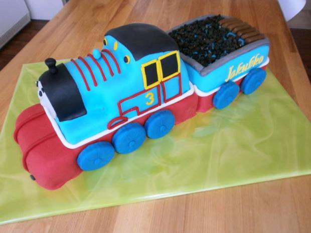 Lokomotíva Tomáš aj s vagónom, torta, Torty autíčka, vláčiky Lokomotíva Tomáš aj s vagónom, torta, Torty autíčka, vláčiky, lesajka, 1