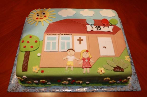 na 15 vyrocie zalozenia skolky, torta, Torty - škola, stužková, lucia80, 1