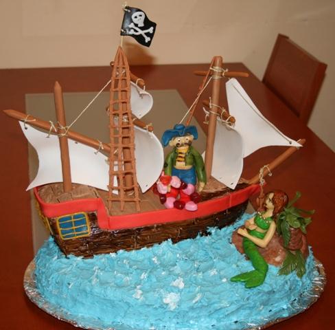 Pirátska loď s pirátom a morskou pannou, torta Pirátska loď s pirátom a morskou pannou, torta, Aderiarleen, 1