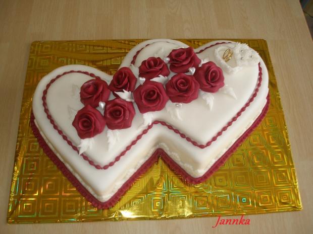 Svadobné dvojsrdce v bordovom, torta, Svadobné torty Svadobné dvojsrdce v bordovom, torta, Svadobné torty, Jannka, 1