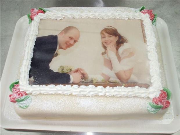 Marcipánová torta s jedlou fotografiou, torta, Svadobné torty, Švédske torty, 1