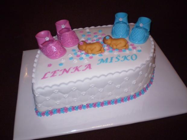 krstinová pre dvojičky - Lenka a Miško, torta, Torty na krstiny krstinová pre dvojičky - Lenka a Miško, torta, Torty na krstiny, , 1