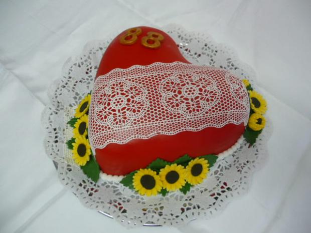 Srdce s čipkou a slnečnicami, torta Srdce s čipkou a slnečnicami, torta, matulko74, 1
