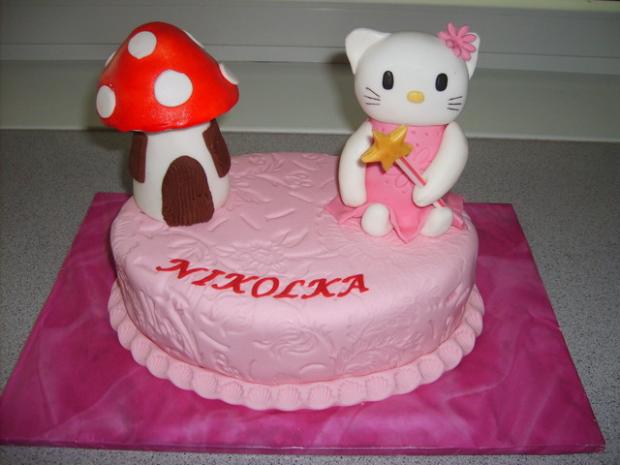HALLO KITTY a hríbik domček., torta, Rozprávkové torty HALLO KITTY a hríbik domček., torta, Rozprávkové torty, Alenik, 1
