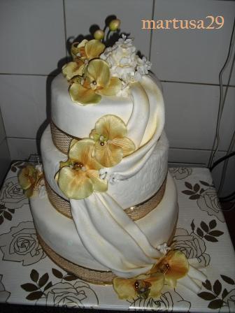 Svadobná v zlatom, torta, Svadobné torty Svadobná v zlatom, torta, Svadobné torty, martusa29, 1