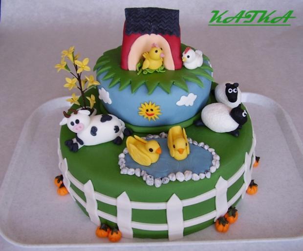 na hospodárskom dvore, torta, Ostané torty pre deti na hospodárskom dvore, torta, Ostané torty pre deti, Katka Ozsvaldova, 1
