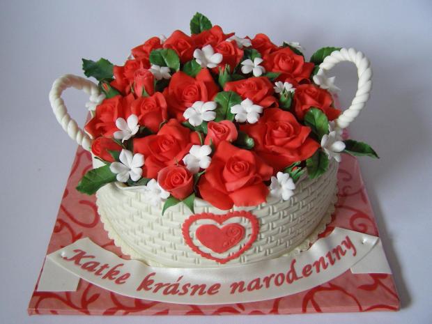 Košík ruží, torta, Narodeninové torty Košík ruží, torta, Narodeninové torty, Miruš 77, 1