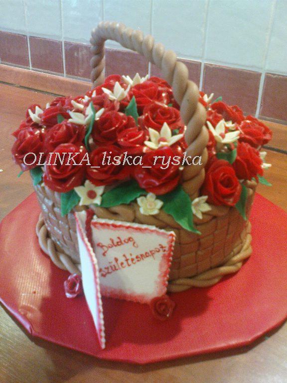 Košík ruží, torta, OLINKA_liska_ryska, 1