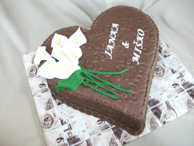 Svadobne cokoladove srdce s kalami, torta, Svadobné torty Svadobne cokoladove srdce s kalami, torta, Svadobné torty, Alenik, 1