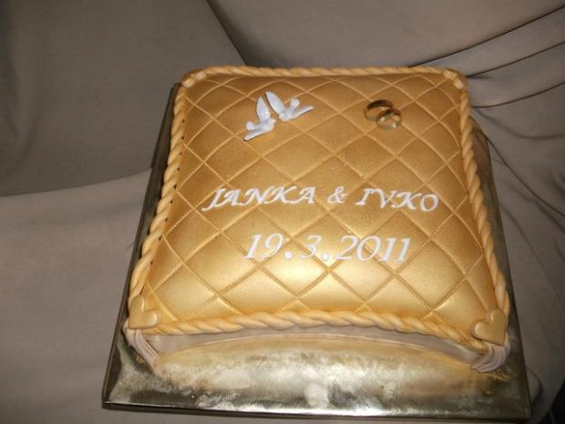 Zlaty svadobny vankušik, torta, Svadobné torty Zlaty svadobny vankušik, torta, Svadobné torty, Alenik, 1