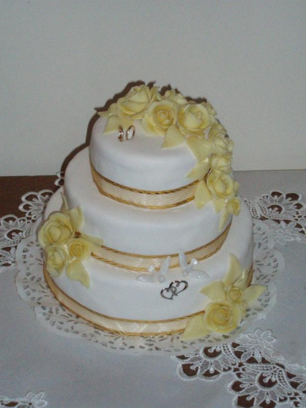 poschodová bielo-zlatá, torta, Svadobné torty poschodová bielo-zlatá, torta, Svadobné torty, Ivet, 1