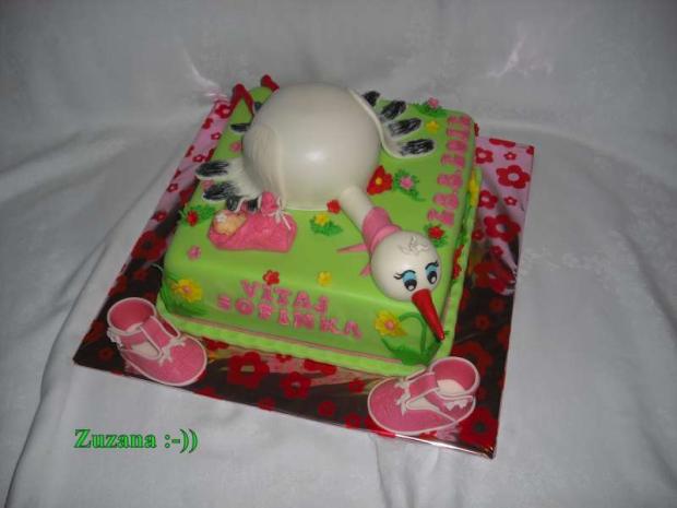 krstinová s bocianom :-)), torta, Torty na krstiny krstinová s bocianom :-)), torta, Torty na krstiny, bobka Zuzana, 1