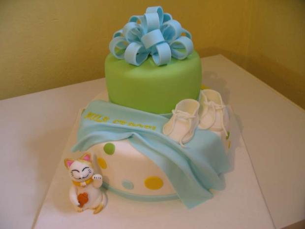 Krstinová s mačičkou šťastia, torta, Torty na krstiny Krstinová s mačičkou šťastia, torta, Torty na krstiny, DášaL, 1