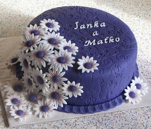 fialová s margarétkami, torta, Narodeninové torty, helak, 1
