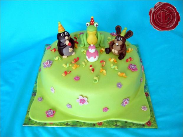 Krtko & Žaba & Zajac oslavujú, torta, Rozprávkové torty Krtko & Žaba & Zajac oslavujú, torta, Rozprávkové torty, lenkafab, 1