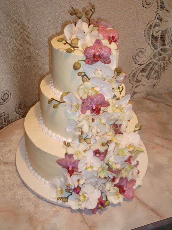 Svadobna so živymi orchideami, torta, Svadobné torty Svadobna so živymi orchideami, torta, Svadobné torty, minie, 1