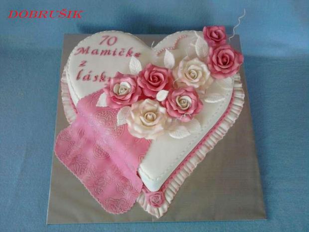 Ružové srdce na 70-tku, torta, Narodeninové torty Ružové srdce na 70-tku, torta, Narodeninové torty, Dobrusik, 1