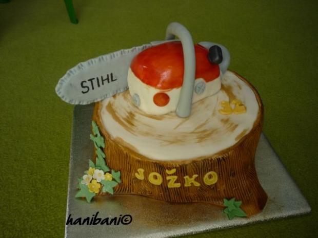 peň s pílou, torta, hanibani, 1