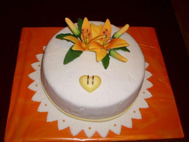 SVADOBNÁ ĽALIA - ORANŽOVÁ, torta, Svadobné torty SVADOBNÁ ĽALIA - ORANŽOVÁ, torta, Svadobné torty, Mária Vašová, 1