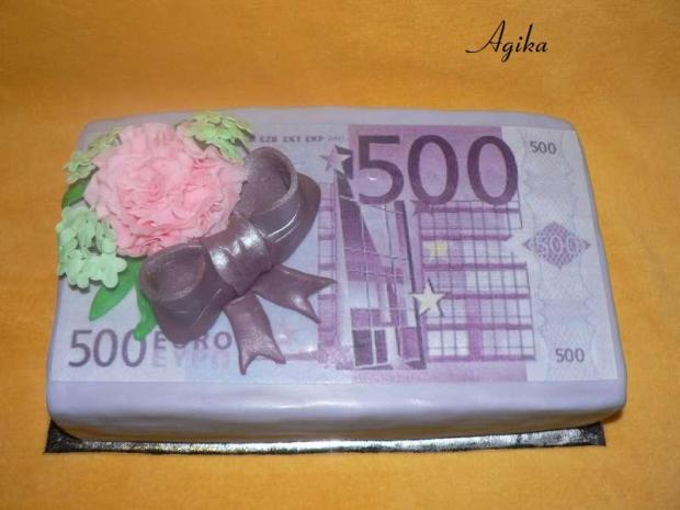 500€ s pivonkou a zelenými kvietkami pre ženu, torta, Narodeninové torty, Agika, 1