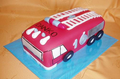 Hasičské auto, torta, Torty autíčka, vláčiky Hasičské auto, torta, Torty autíčka, vláčiky, zabinka, 1
