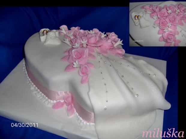 ružová svadobná, torta ružová svadobná, torta, miluška, 1