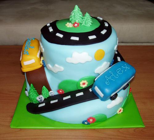 Cesta s autobusmi, torta, Torty autíčka, vláčiky Cesta s autobusmi, torta, Torty autíčka, vláčiky, zabinka, 1