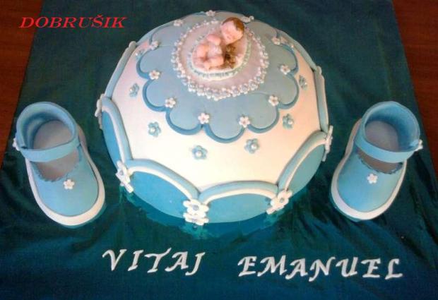S papučkami, torta, Torty na krstiny S papučkami, torta, Torty na krstiny, Dobrusik, 1
