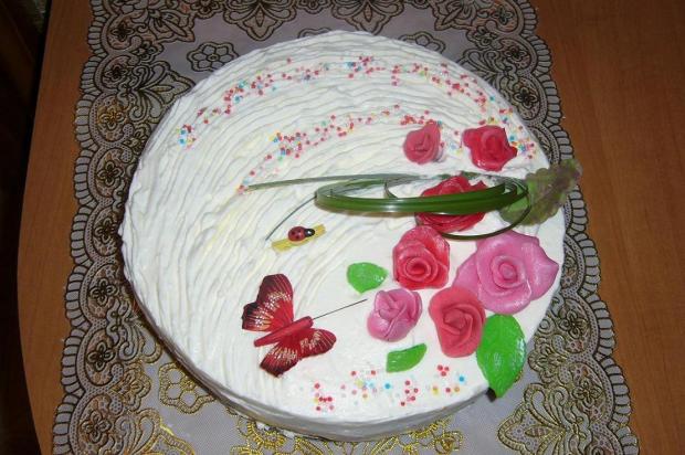 krémová s ružičkami, torta krémová s ružičkami, torta, alena60, 1
