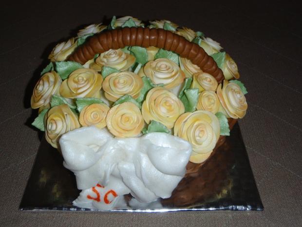 Košík plný ruží, torta, Narodeninové torty Košík plný ruží, torta, Narodeninové torty, BRIGI, 1