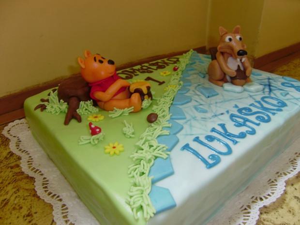 macko pu a scratch z doby ľadovej, torta, Rozprávkové torty, evicka.h, 1