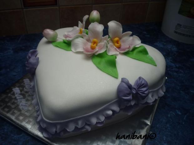 srdce fialkové + orchidky, torta, Narodeninové torty, hanibani, 1