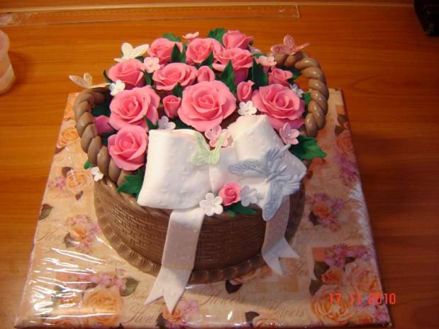 košík ruží, torta košík ruží, torta, Macka, 1