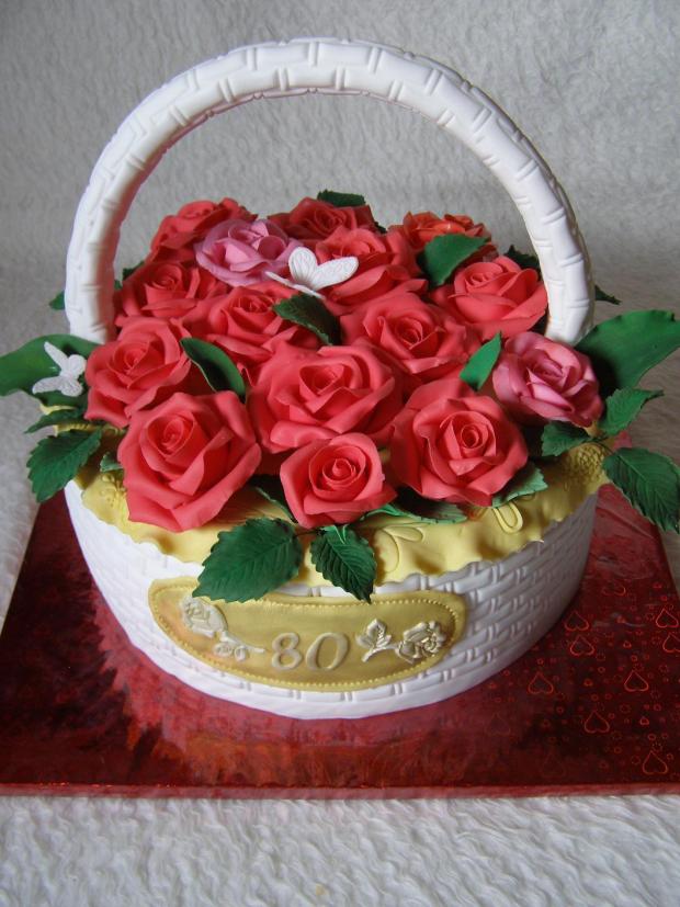 Košík na 80, torta, Narodeninové torty Košík na 80, torta, Narodeninové torty, Miruš 77, 1