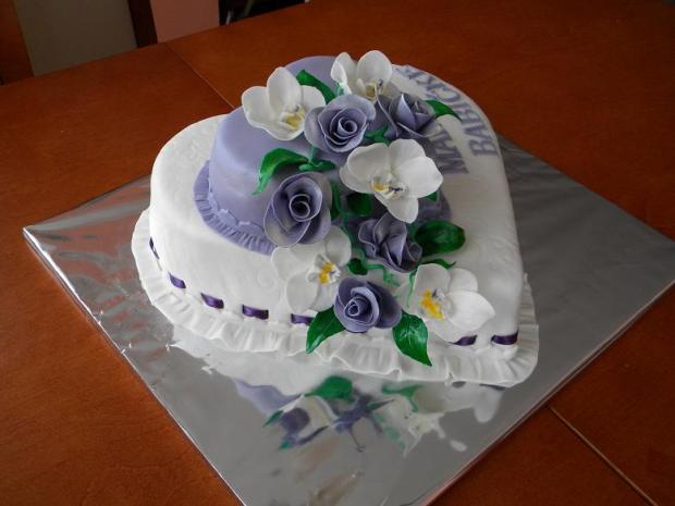Srdce s ružami a orchideami, torta, Narodeninové torty, monikamonka, 1