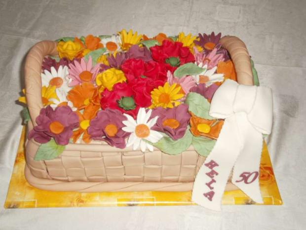 košík kvetov, torta, Narodeninové torty košík kvetov, torta, Narodeninové torty, Zdenci, 1
