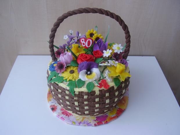 mix kvetov v košíku, torta, Narodeninové torty mix kvetov v košíku, torta, Narodeninové torty, anasul, 1