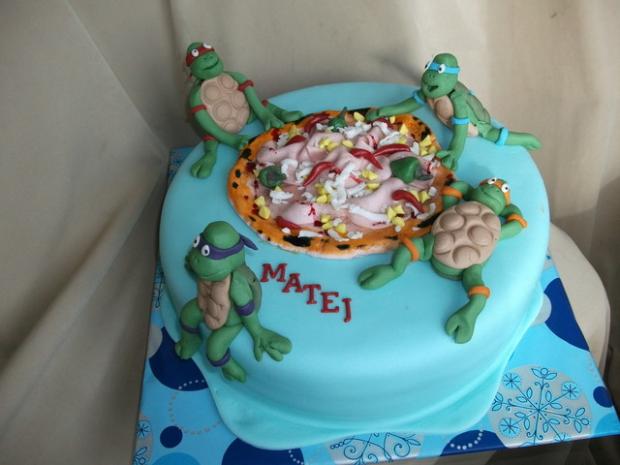 Ninja korytnacky s pizzou, torta, Rozprávkové torty Ninja korytnacky s pizzou, torta, Rozprávkové torty, Alenik, 1
